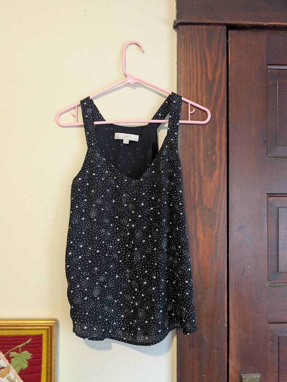 LOFT Petite Women's Black Starburst Graphic Print Tank Top Shirt